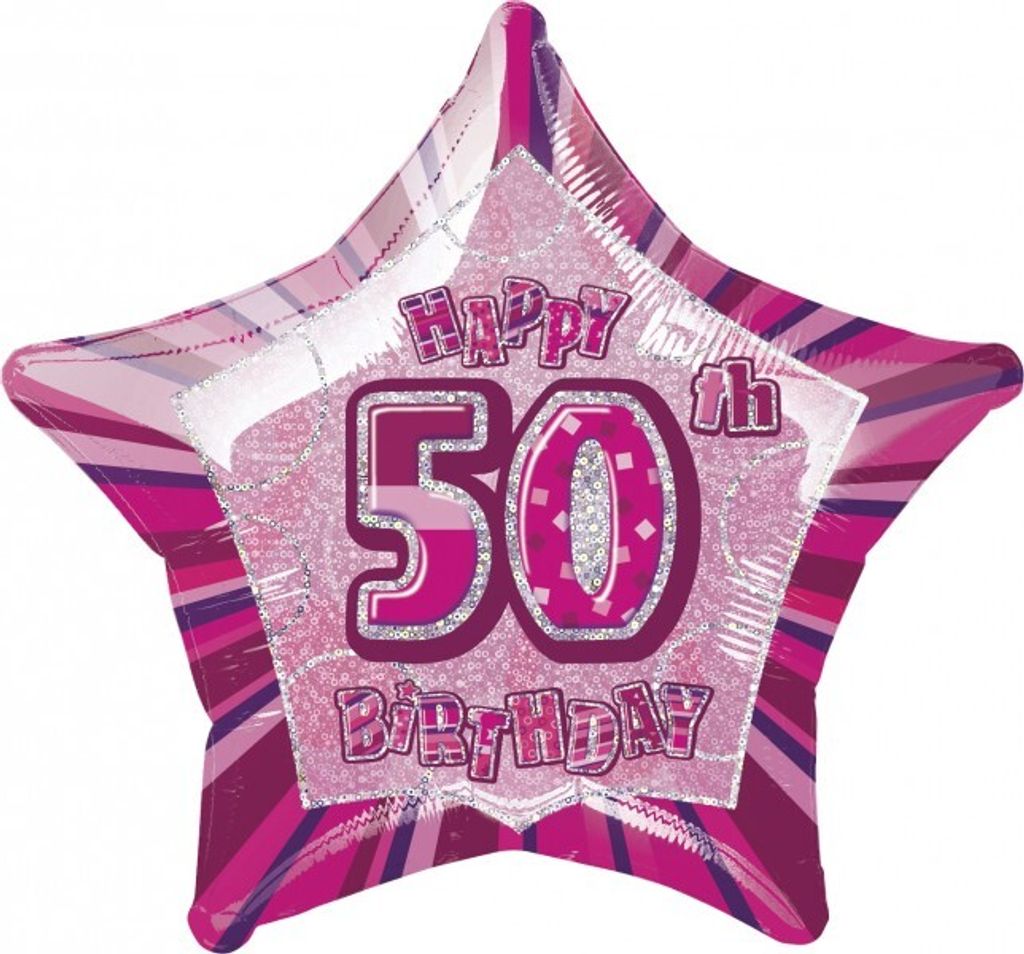 50. Geburtstag Glitzer Folien Ballon Pink