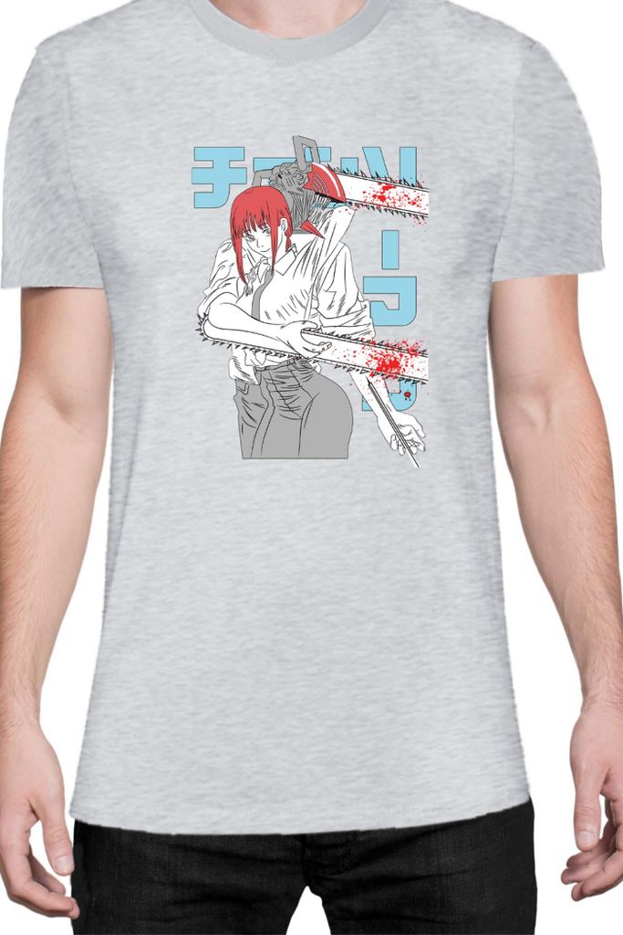 Herren T-Shirt Manga Japan Anime Comics Animation Chainsaw Anime manga Man 12, Man M / Grau