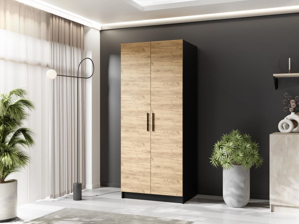 KIER FURNITURE Drehtürenschrank - Kleiderschrank mit Kleiderstange , 78x205x52,5 cm