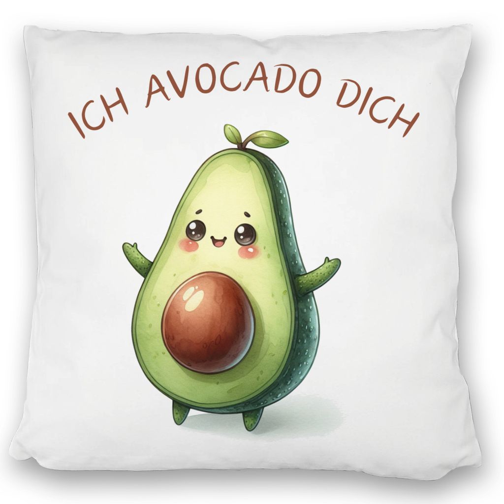 Avocado Kissen satiniert mit Spruch Ich Avocado dich