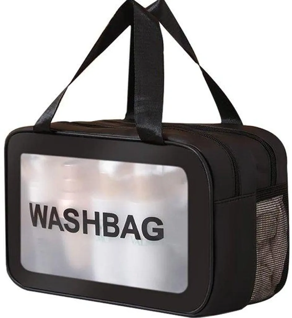 Sac de toilette imperméable noir à grande capacité de rangement homme