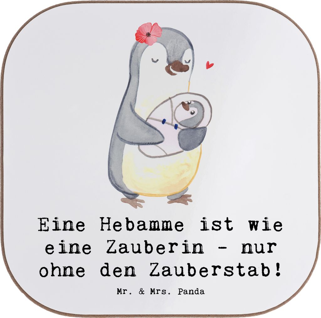 Mr. & Mrs. Panda Untersetzer für Gläser Hebamme Magie - Weiß - Geschenk, Geburtshaus, kreative Geschenke, Tasse, Nachsorge, Beruf, Berufe, zugew...