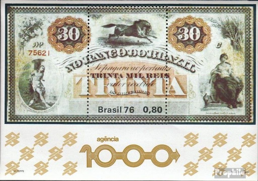 Briefmarken Brasilien 1976 Mi Block38 (kompl.Ausg.) postfrisch Bank von Brasilien