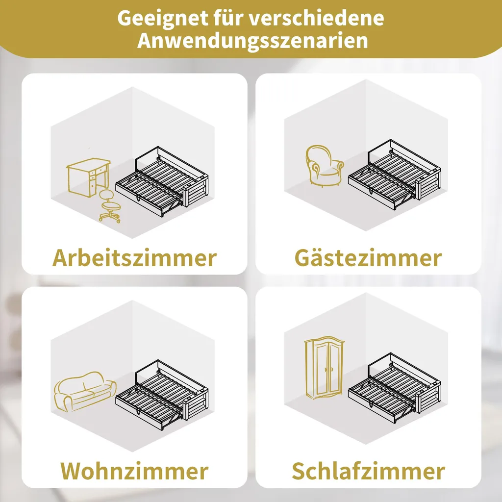 Lit banquette 90x200 gris pour chambre d'amis avec couchage d'appoint - 5