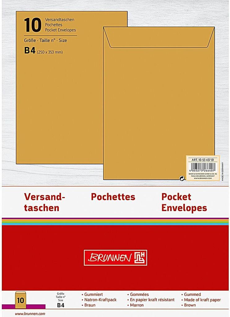 BRUNNEN Versandtasche B4NatronKraftpack10St
