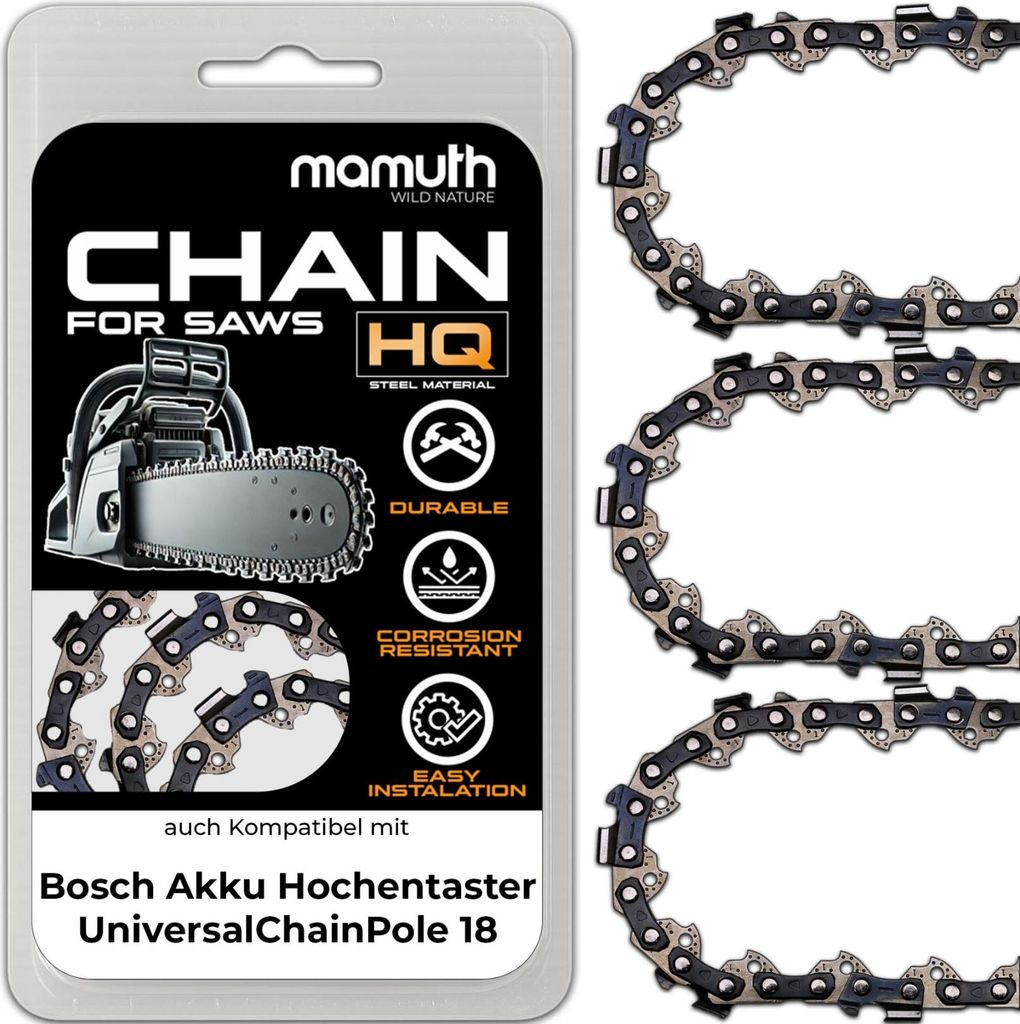 3x Sägekette 20cm 1,1mm 3/8" 33TG für Bosch Hochentaster UniversalChainPole 18