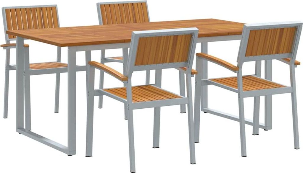 Garten Essgruppe 5 pcs Grau Massivholz Akazie