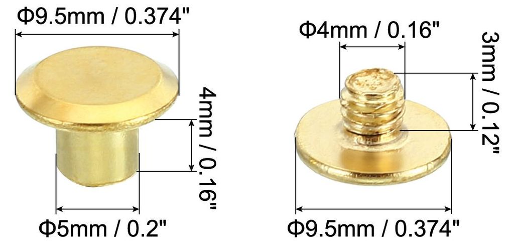 50 Sets Chicago-Schrauben, M5x4mm Chicago-Schrauben Phillips-Bindeschrauben Bolzen Leder-Nieten Verbindungsstš¹cke Stahl fš¹r Ledergš¹rtel Sc...