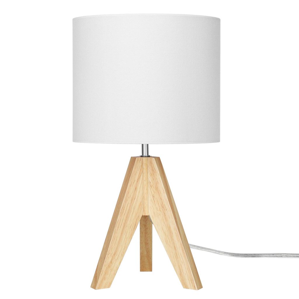 Drewniana lampka nocna EDISHINE, lampa stołowa E27 z Zdjęcie produktu 