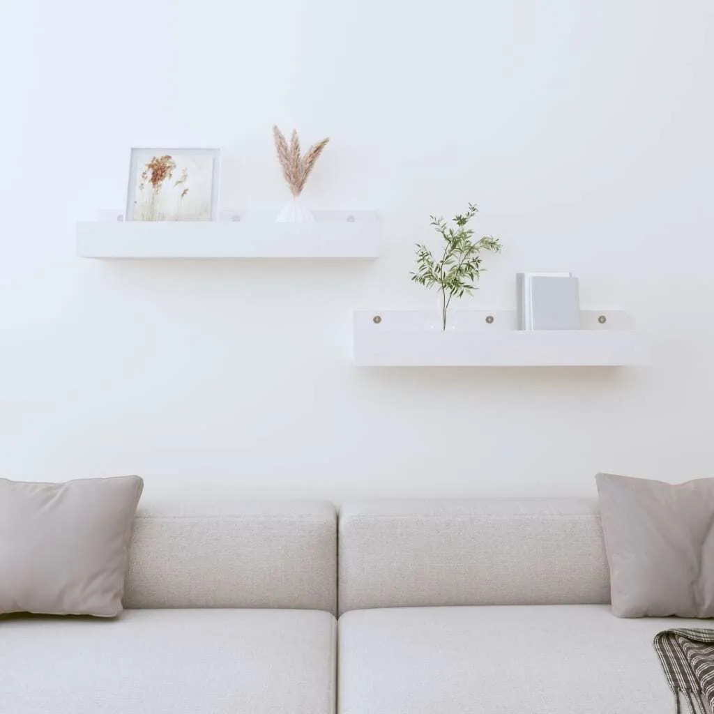 Étagères Murales 50 cm pour Salon et Chambre - Set de 2 Tablettes Bois