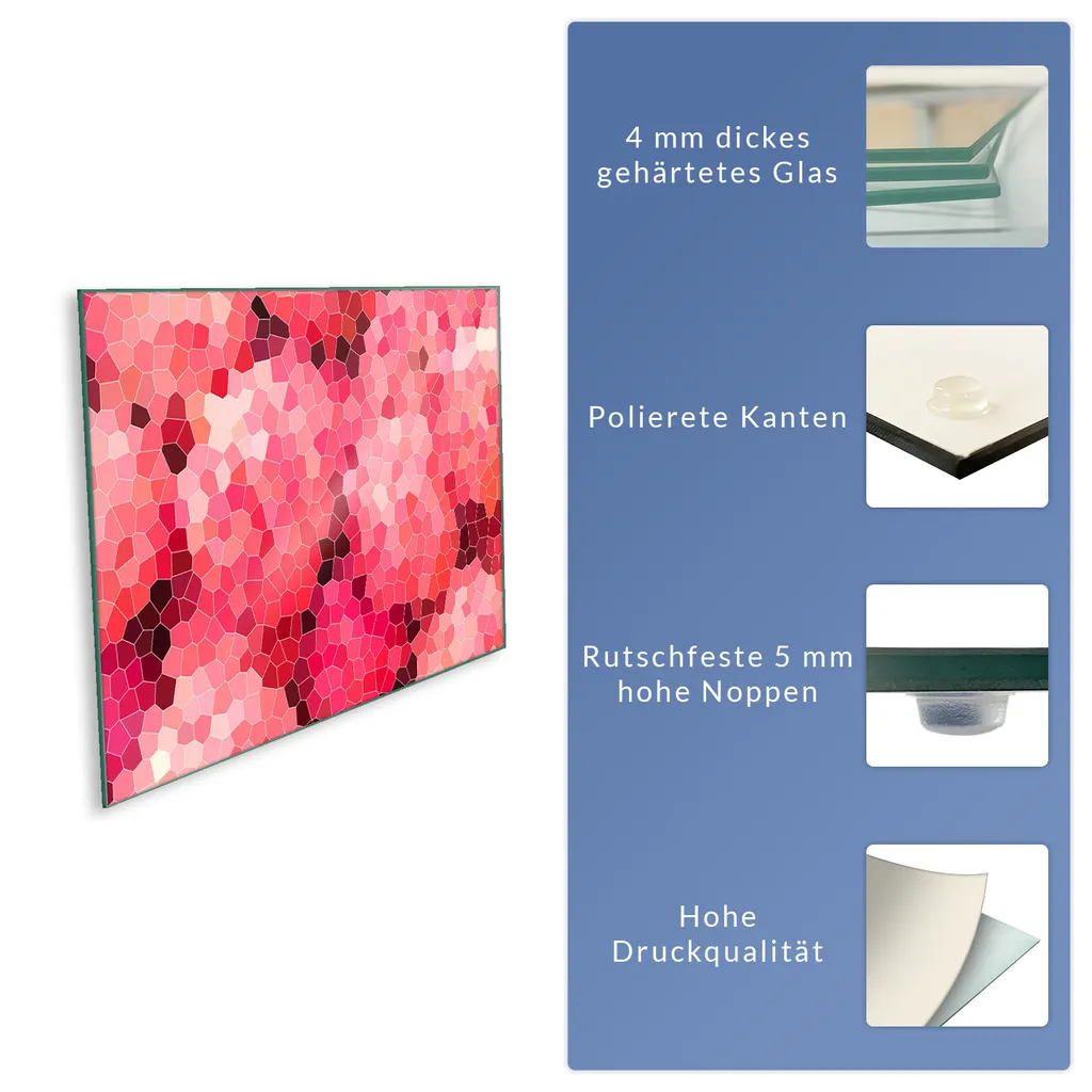 Offerta Copri Piano Cottura Vetro 80x52 Rosa Astratto - Prezzo Speciale - 8