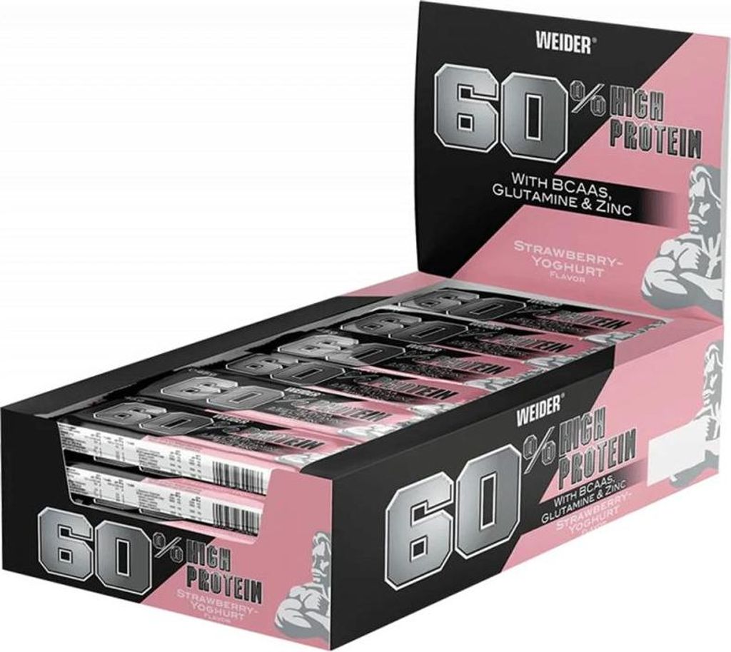 Weider 60% Protein Bar 24 x 45g Riegel Strawberry-Yoghurt