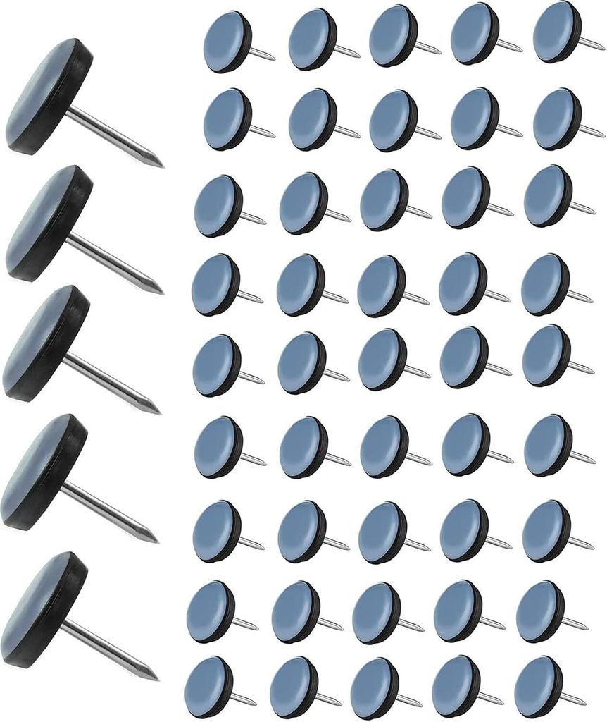 50 Stück Teflon Möbelgleiter mit Nagel 19mm Möbelgleiter Rund Teflongleiter PTFE Stuhlgleiter Teflon Mit Nagel Furniture Glides für Schwere Mö...
