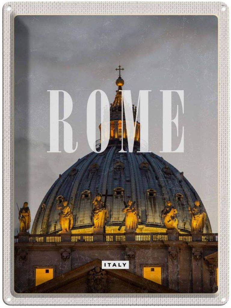 vianmo Blechschild 40x30 cm Rom Italien Urlaub St. Peter's Basilica Bildmotiv Reisemotiv Abenteuer Reisen Europa