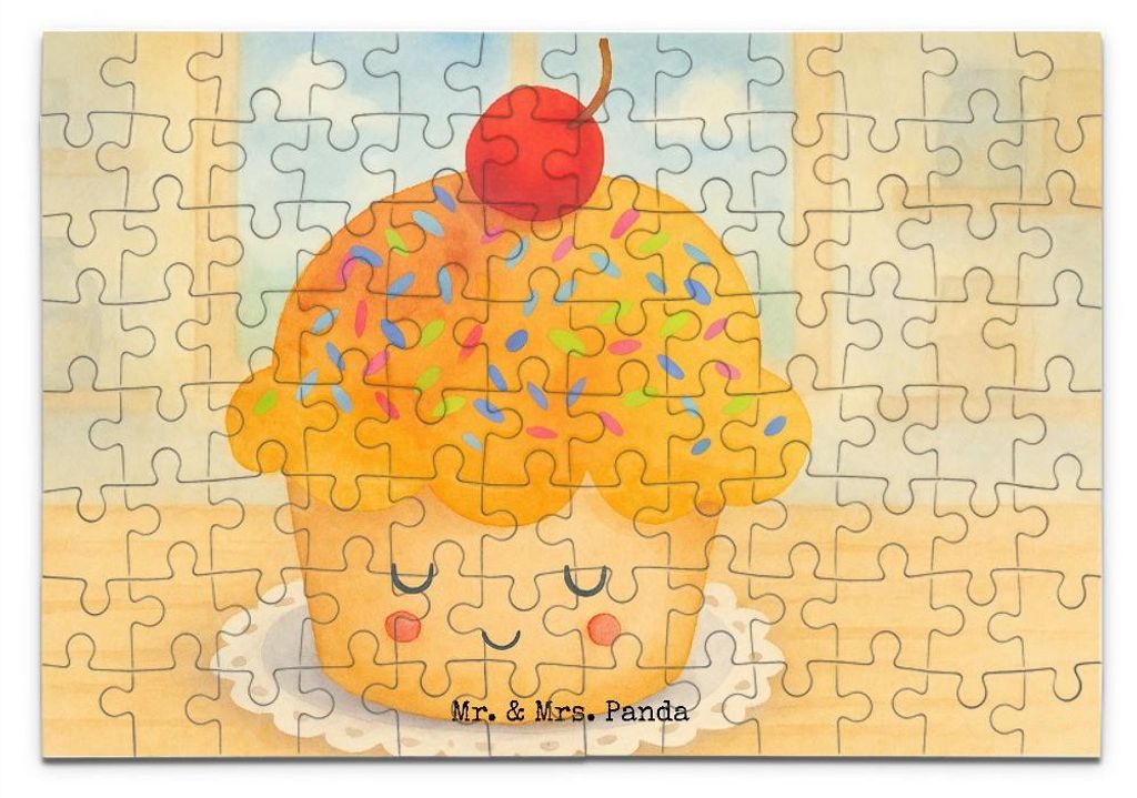 Mr. & Mrs. Panda Puzzle Cupcake Design 96 Teile - Weiß - Geschenk, 300, 1000, Lustige Sprüche, 2000, Küche Spruch, 1500, Legespiel, Deko, Muffin...