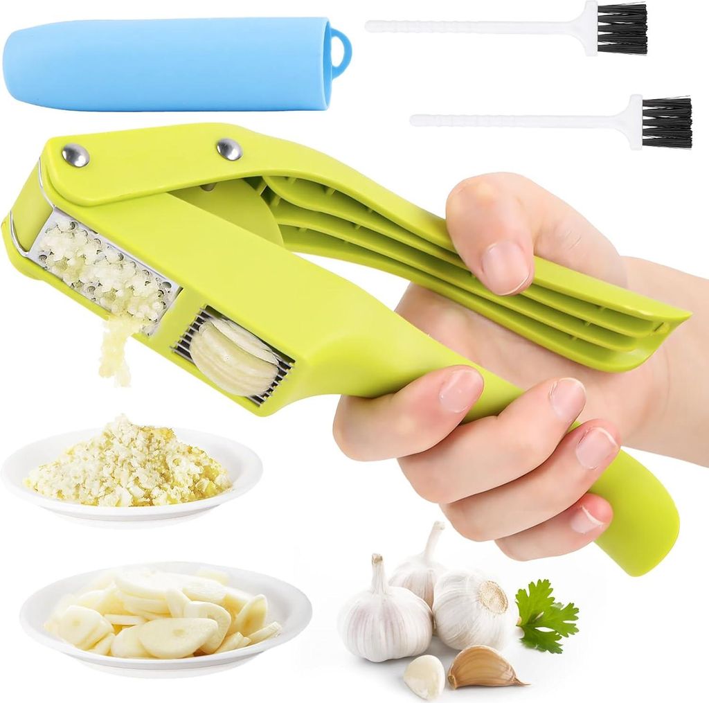 Innovativer 2-in-1 Knoblauchpresse und Schneider mit Scharfen Edelstahlklingen und Ergonomischem Griff