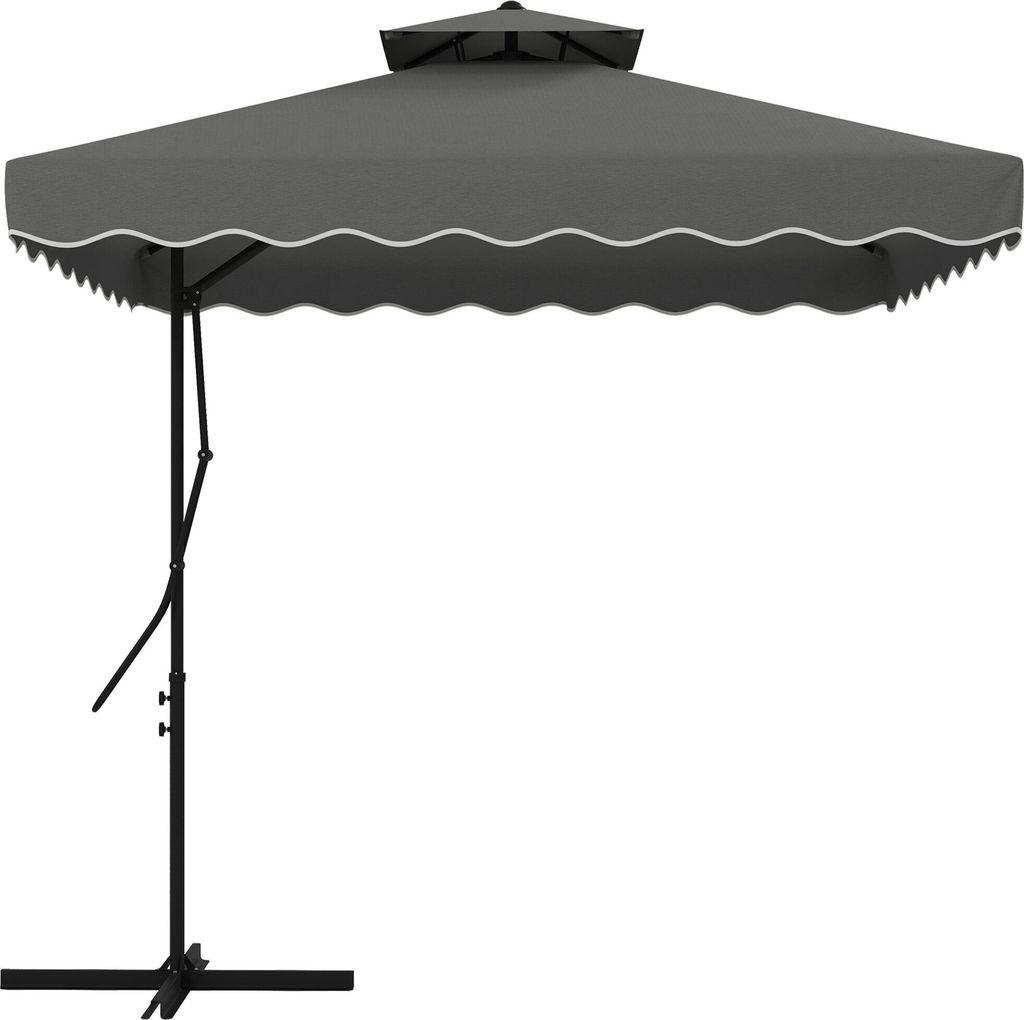 Outsunny Sonnenschirm 243x243cm Balkonschirm mit UV-Schutz, Doppeldach, Kreuzfuß