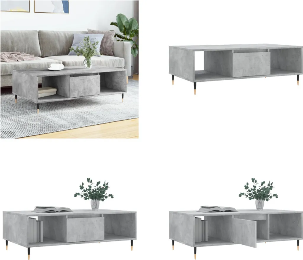 Tavolino Basso Salotto 104cm Grigio Cemento | Robusto e Facile da Pulire