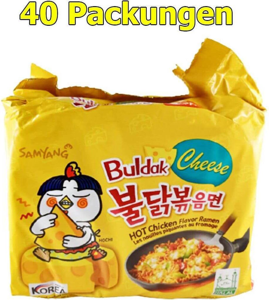 Samyang Buldak Instant Nudelgericht Hot Chicken Cheese 40er Produktbild 
