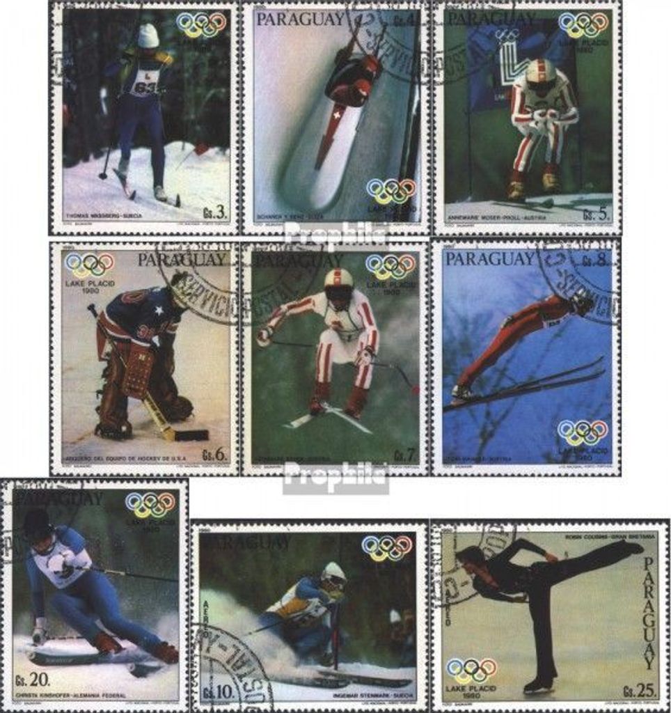 Briefmarken Paraguay 1980 Mi 3281-3289 (kompl.Ausg.) gestempelt Medaillengewinner von Lake Placid