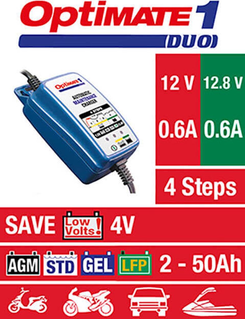 OPTIMATE 1 DUO (TM402-D), 12V/12,8V, 0,6A, chargeur à 4 Image du produit 