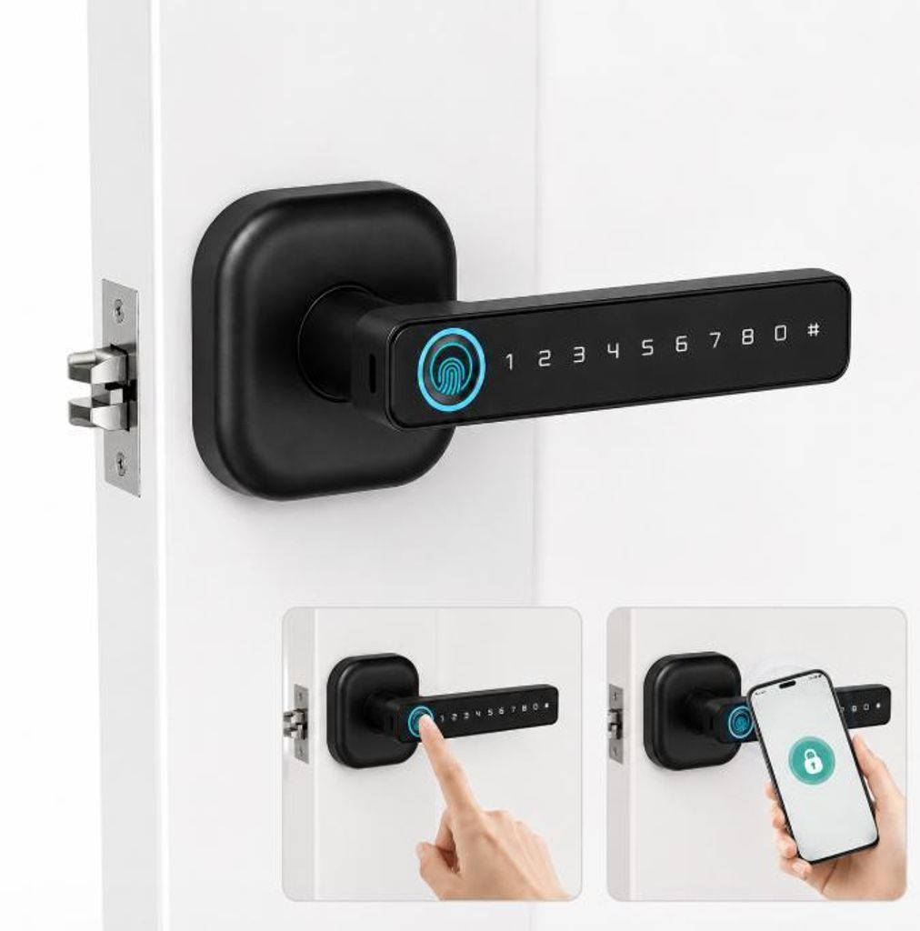Smart Türgriff Schloss mit Fingerabdruck und App Kontrolle, Produktbild 