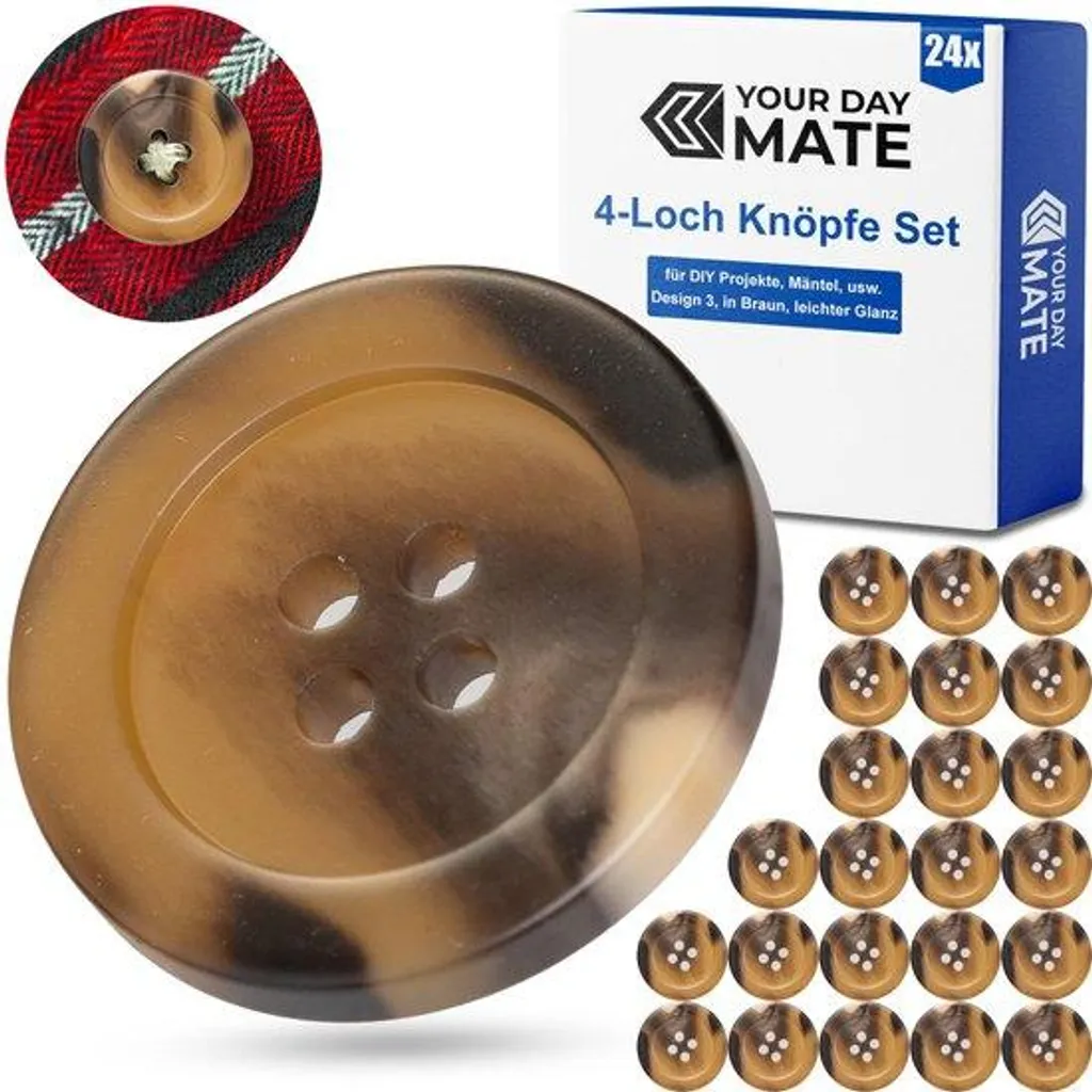 Boutons marron 25 mm pour personnalisation de vestes et tricot - 24 pcs