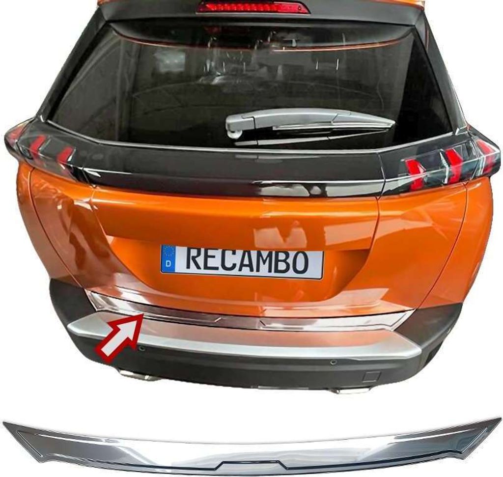Ladekantenschutz Edelstahl Chrom passend für Peugeot 2008 II | ab 2019 | DESIGN AUFLAGE
