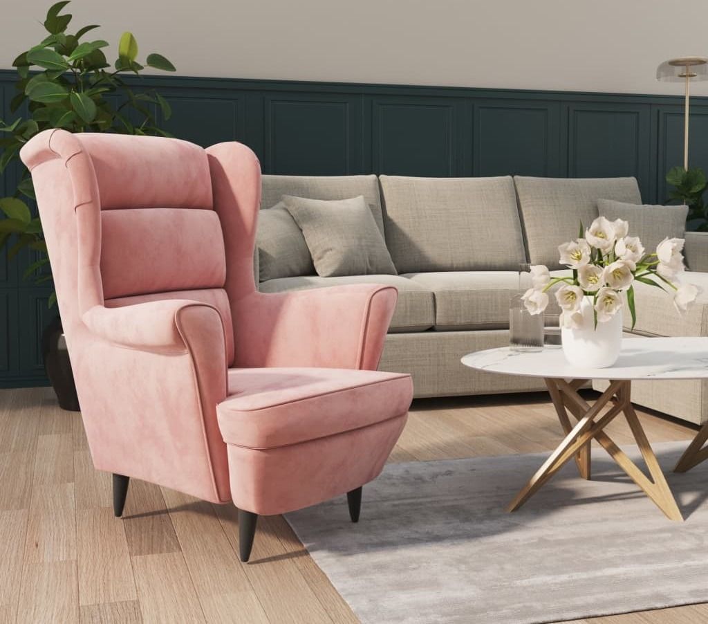 fauteuil vidaXL velours rose Image du produit 