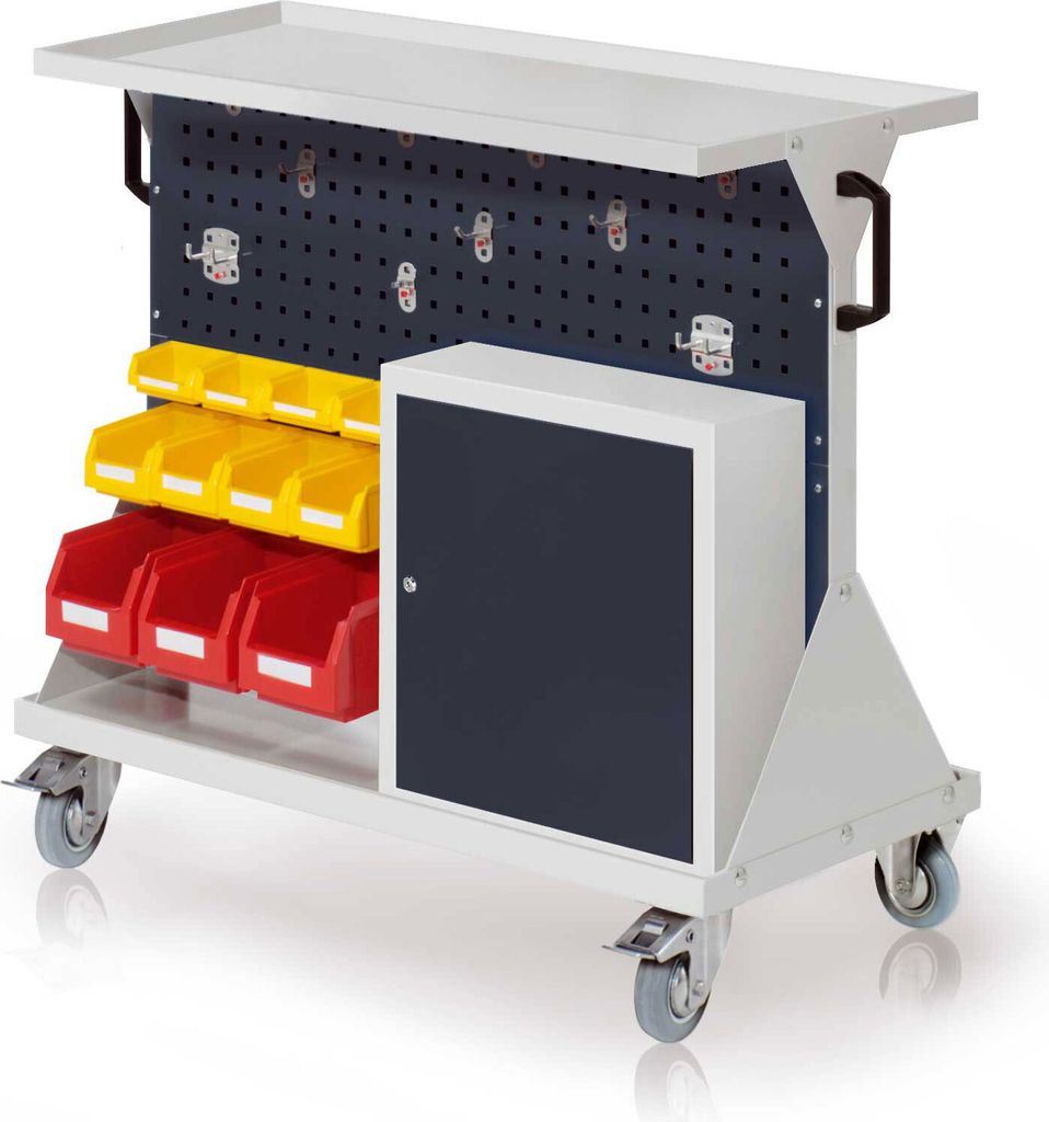 Kappes RasterMobil Größe #2 - 1000x930x500mm - 2x Lochplatten 2xSchlitzplatten - 1x Einhängeschrank - Auflageboden aus Stahlblech - anthrazitgrau