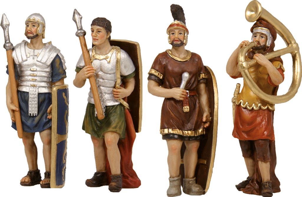 4x FADEDA Passionsfiguren: 4 Soldaten / Höhe:5 cm / handbemalt / detailgetreue Krippen Figuren - Weihnachten Tisch Dekoration Krippe Zubehör