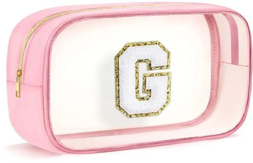 Trousse de maquillage étanche rose avec grand zip de sécurité durable