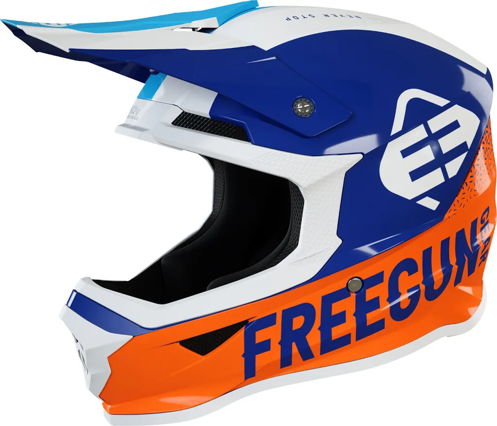 Casque Cross Freegun XP4 Attack Orange Bleu - Intérieur Lavable 2XL