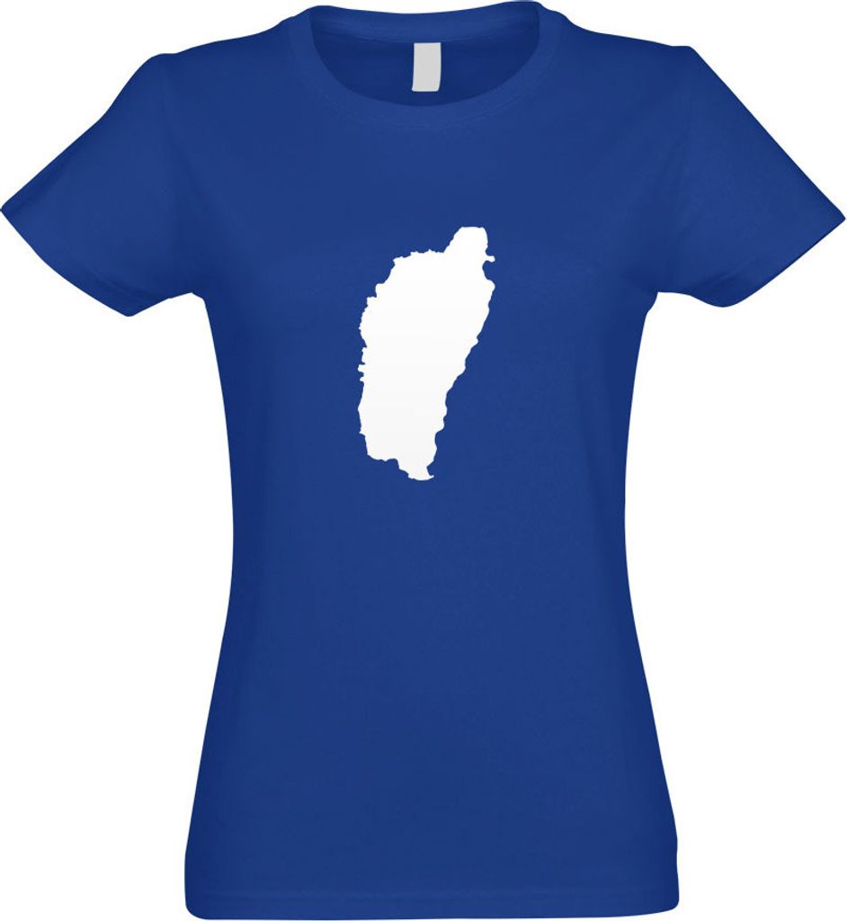 Kiwistar - T-Shirt tailliert - Damen - royal - Dominica Umriss Kontur - mit Motiv Bedruckt - Funshirt Design - Sport - Freizeit - Damen - M
