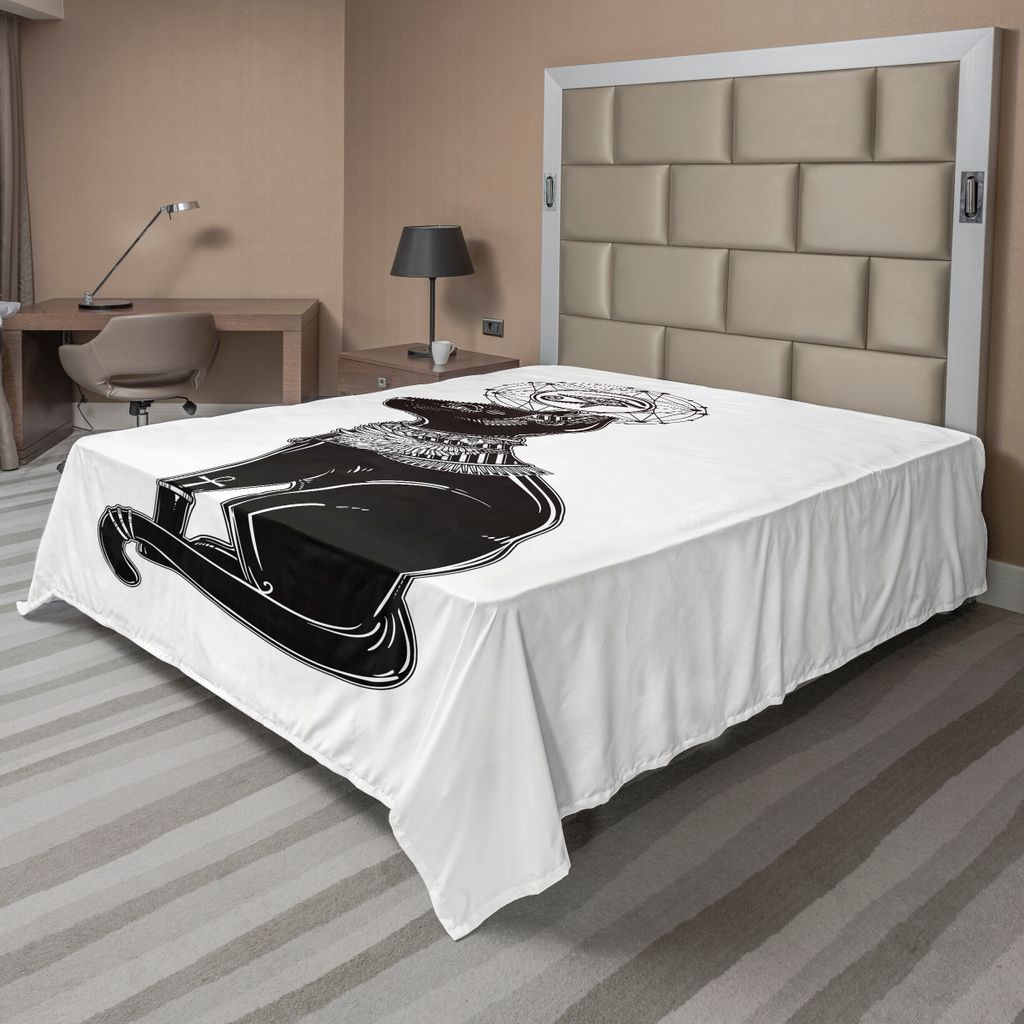 ABAKUHAUS Okkulte Bettlaken, Vintage legendäre mystische ägyptische Katzen-Sphinx-Ikonen-Ostentwurfs-Grafik-Druck, weiches bequemes oberes Bettla...