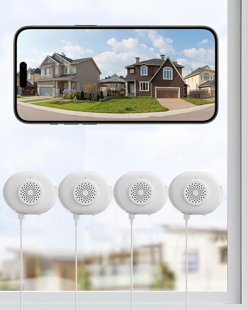 ZOSI 4er C680 2K Fenster Überwachungskamera, Vollfarb-Nachtsicht, 3MP 2,4/5 GHz WLAN Innenkamera mit KI-Erkennung, Cloud/Karte-Speicher, Plug-in S...