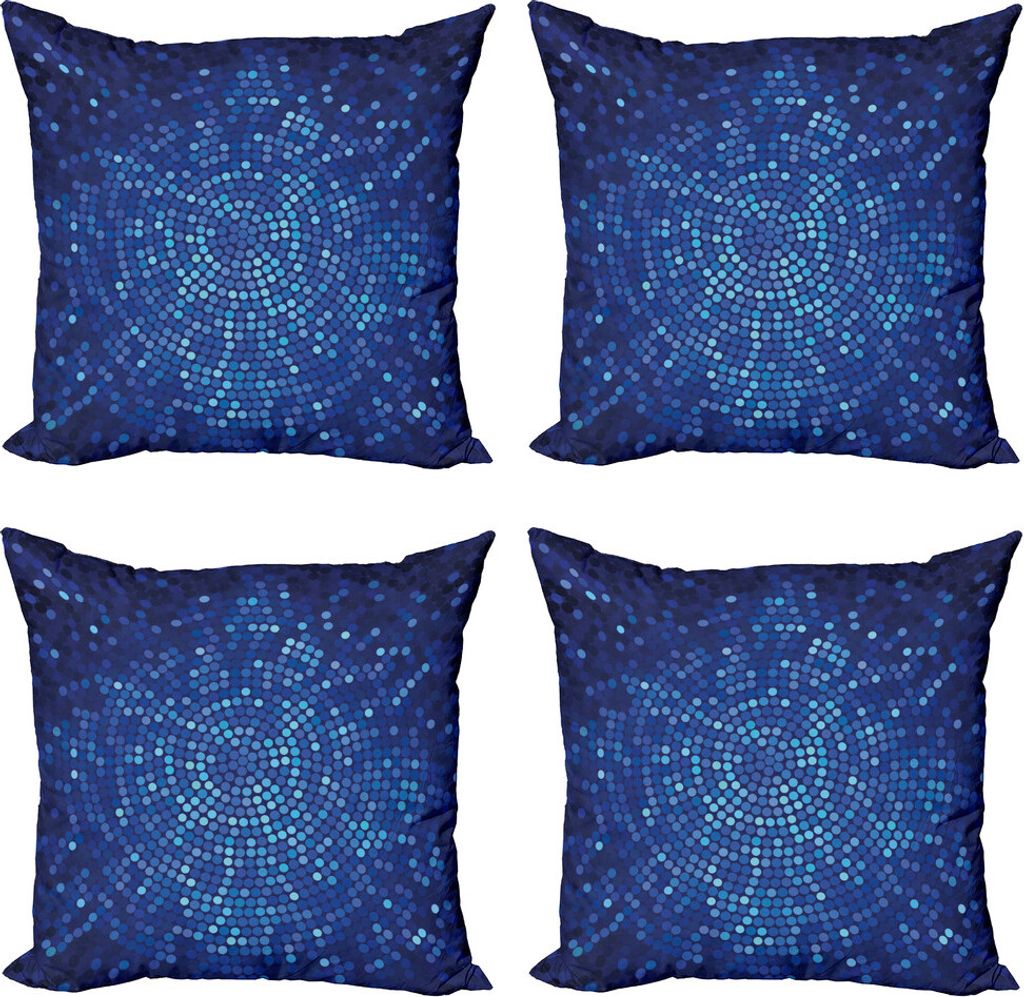 ABAKUHAUS Abstrakt Kissenbezug Set (4 Stück), Spiral Mosaic Dots, Moderner Doppelseitiger Digitaldruck, 40 cm x 40 cm, Navy und Violet Blue