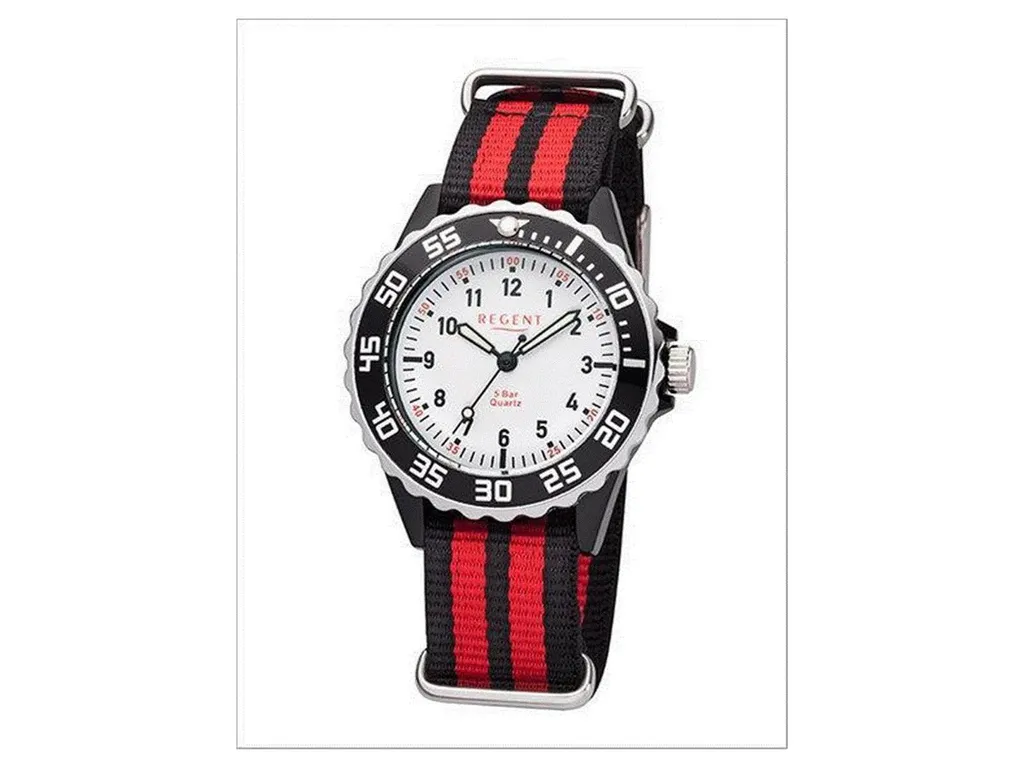 Regent BA-384 Orologio Sportivo Bambini | Impermeabile 5 ATM Nero Rosso