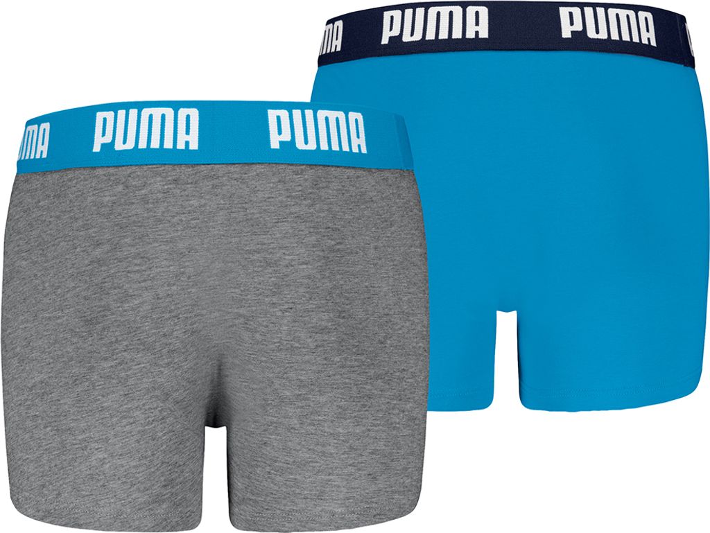 Puma Boxershorts Jungen Kinder Unterhose Unterwäsche 2 er Pack , Farbe:277 - blue / grey mélange, Bekleidung:164