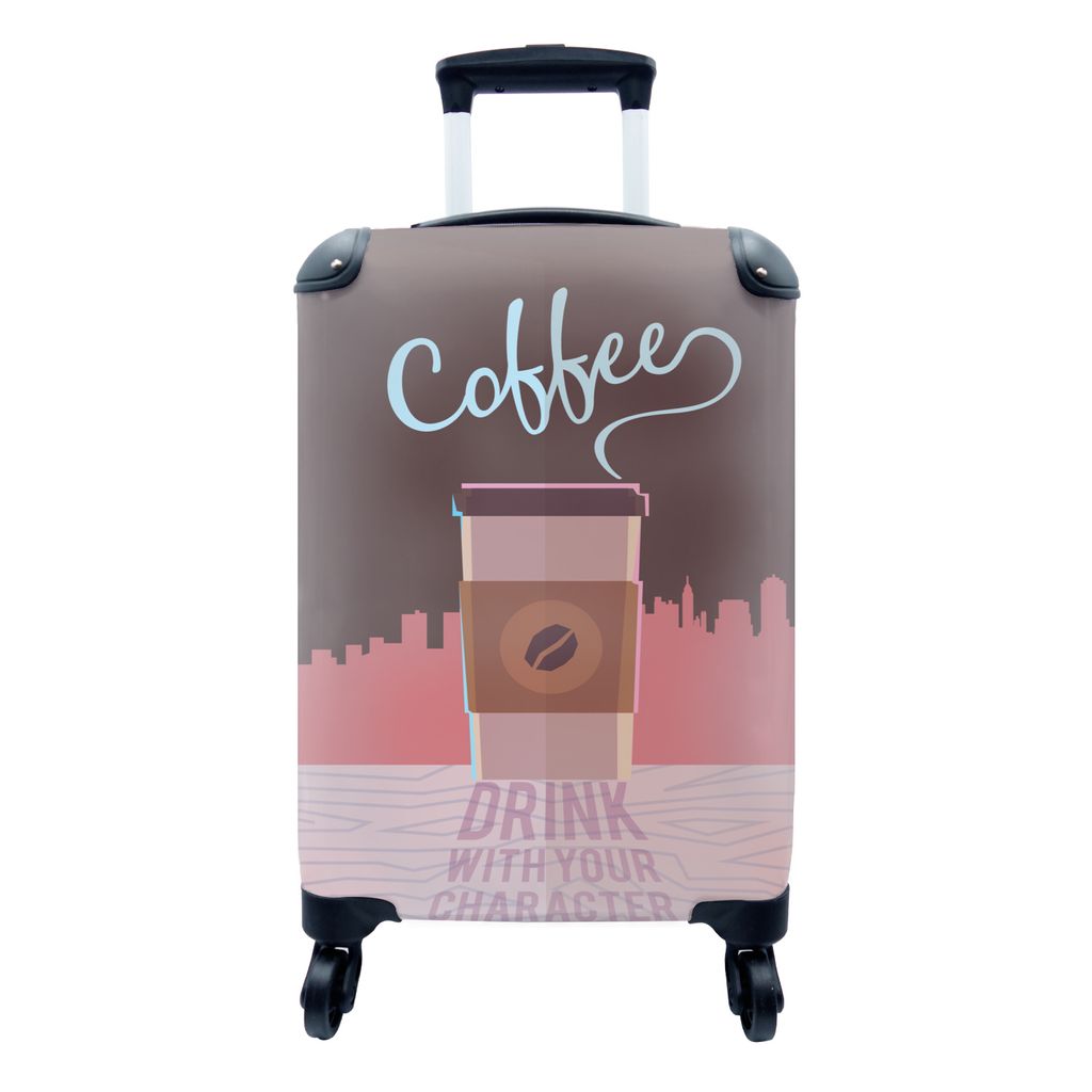 MuchoWow Koffer Handgepäck Trolley Rollkoffer Kleine Reisekoffer mit 4 Rollen - Zitate - Sprichwörter - Kaffee trinken mit deinem Charakter - C...