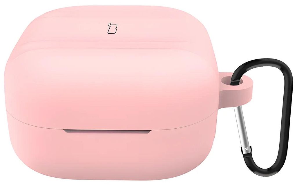 Silikonhülle mit Karabiner für Galaxy Buds 4 / 4 Pro, Bizon Case Headphone Silicone, Rosa