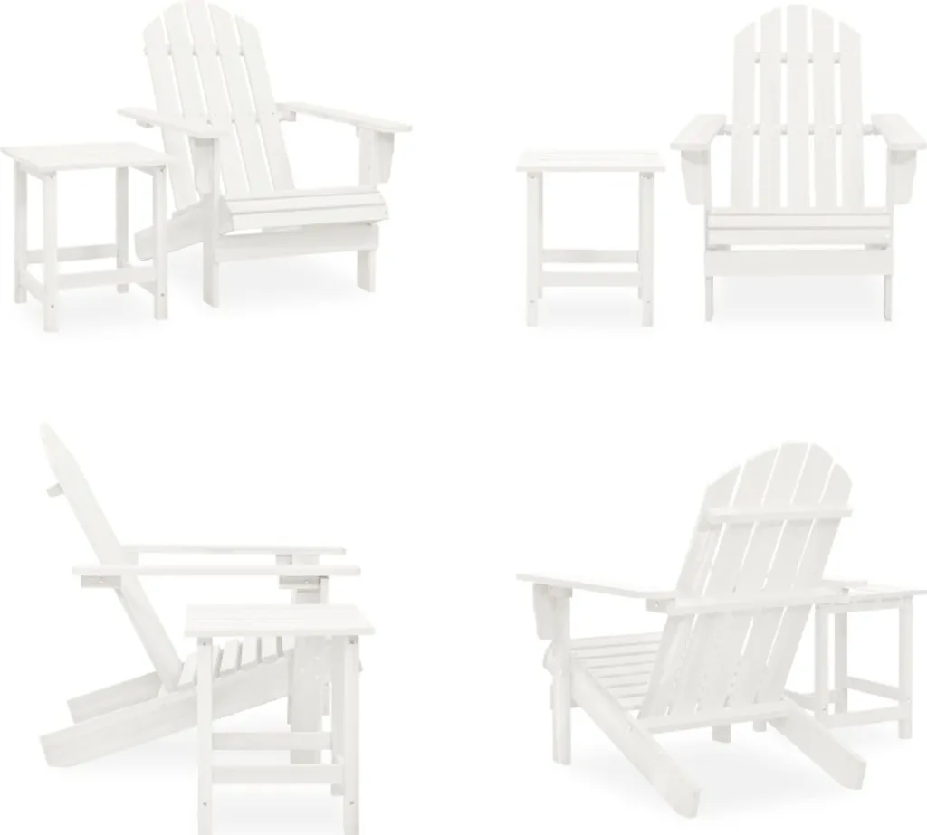 Sedia da Esterno Adirondack vidaXL in Legno Bianco con Tavolino