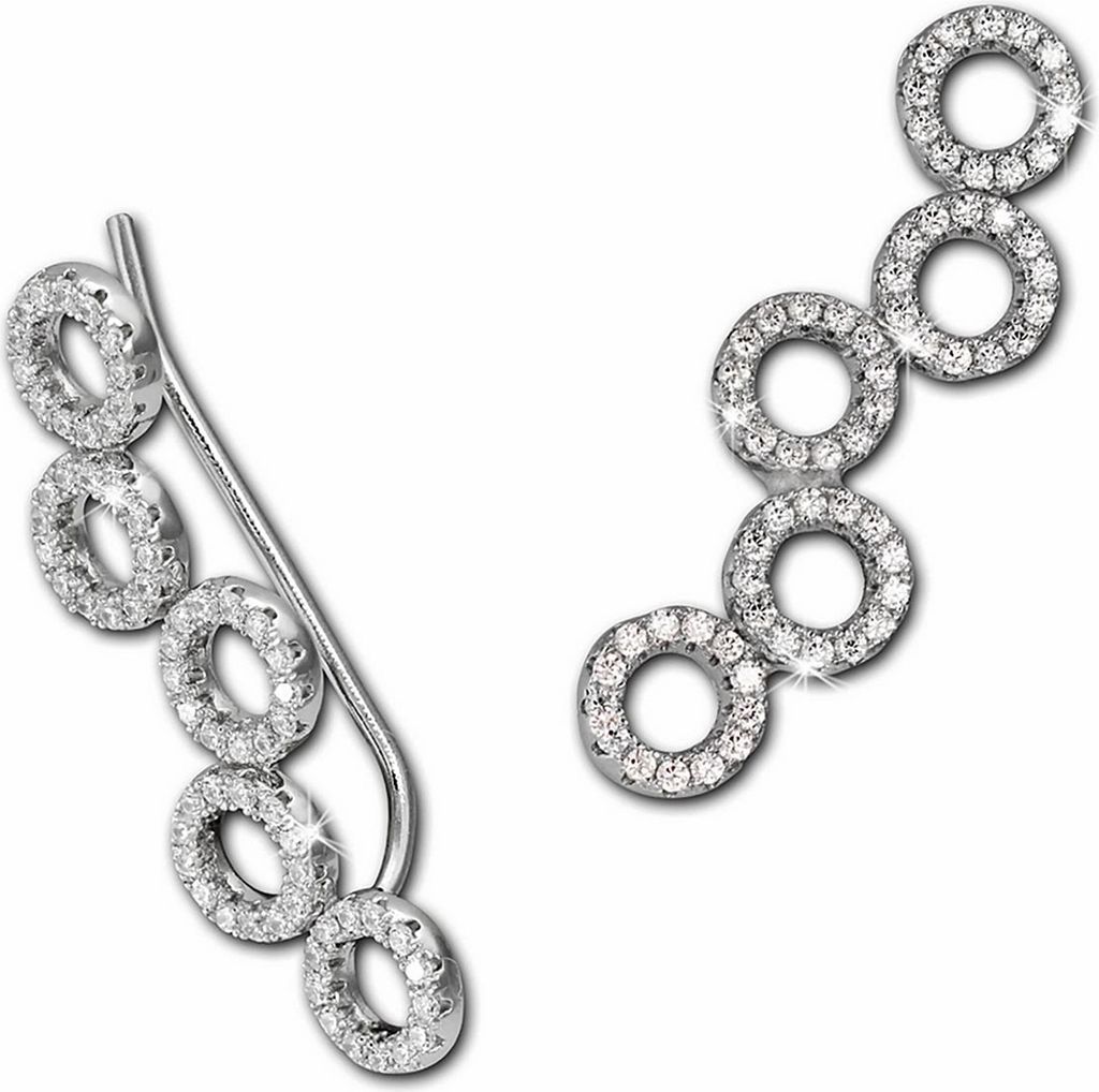 SilberDream weiß Ohrringe Ear Cuff Circle Zirkonia 925 Silber Ohrklemmen GSO424W