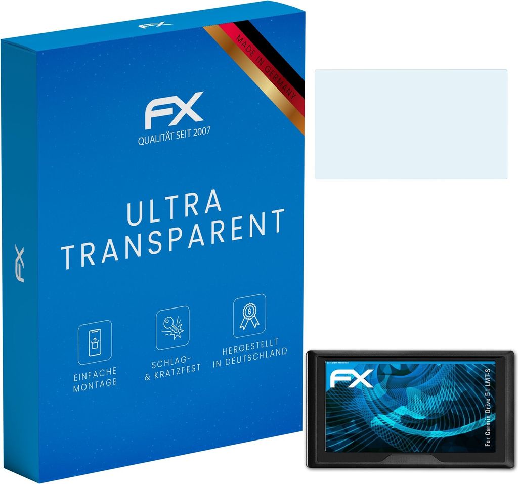 atFoliX FX-Clear 3x Schutzfolie kompatibel mit Garmin Drive 51 LMT-S Displayschutzfolie