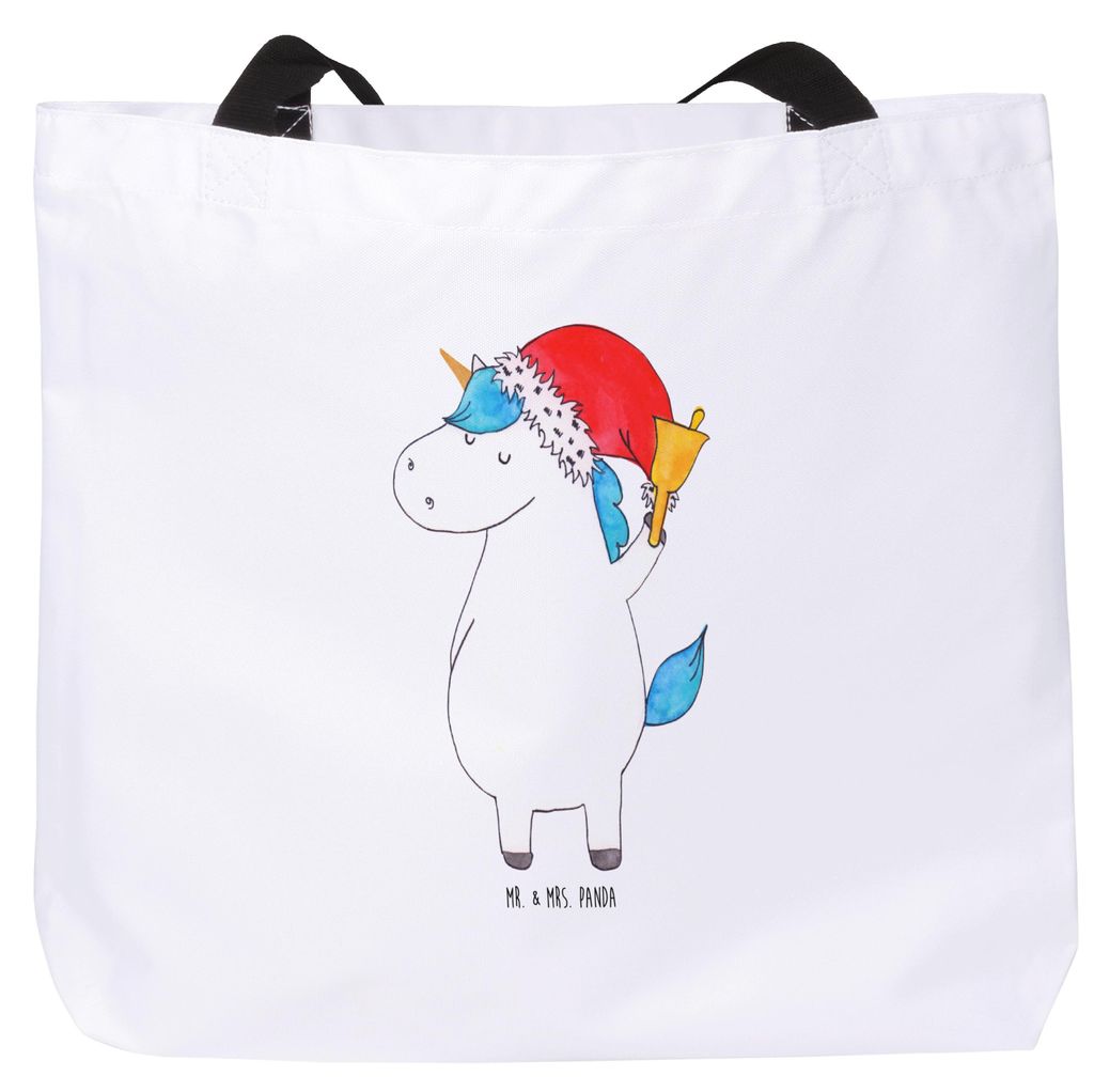 Mr. & Mrs. Panda Tote Bag Einhorn Weihnachtsmann - Weiß - Geschenk, Stoffbeutel, Nikolaus, Tasche, Schokolade, Gin, Laptoptasche, Unicorn, Strandt...