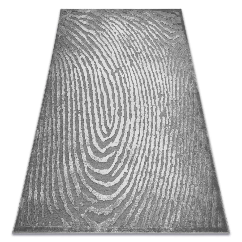 Grand Tapis de Salon Gris Design Empreinte Digitale YAZZ 200x290 cm