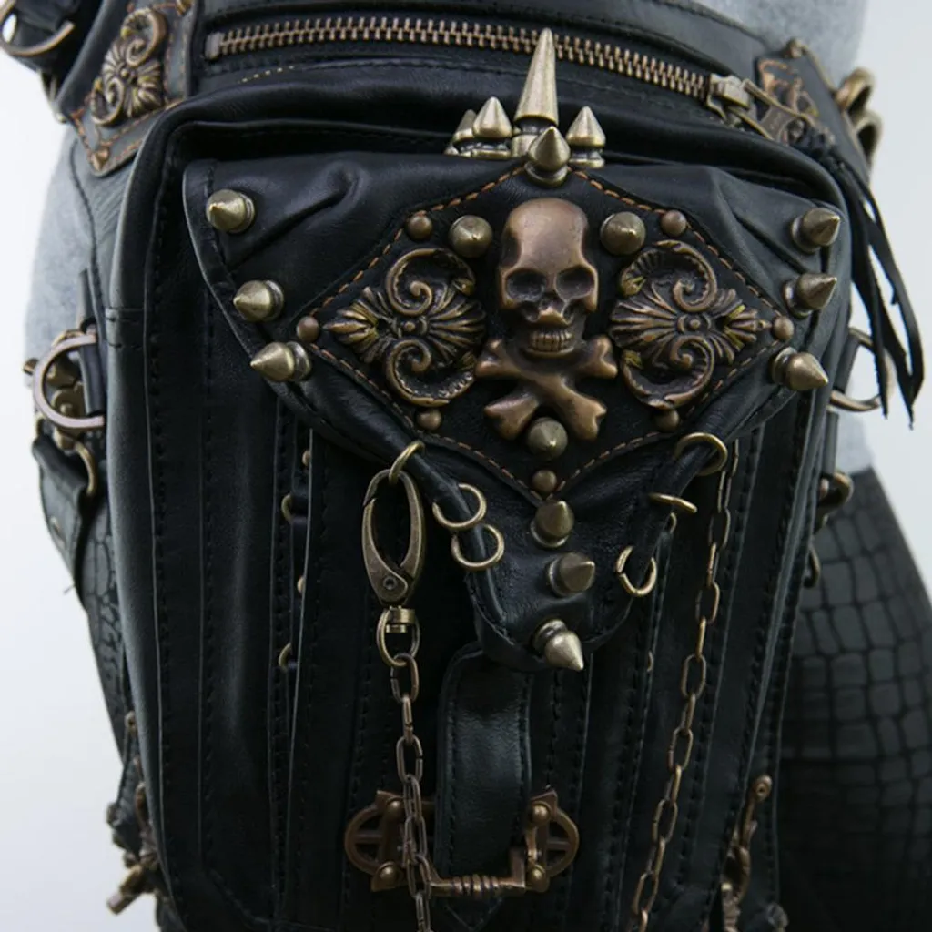 Sac de moto pour femme en cuir synthétique style steampunk et rétro