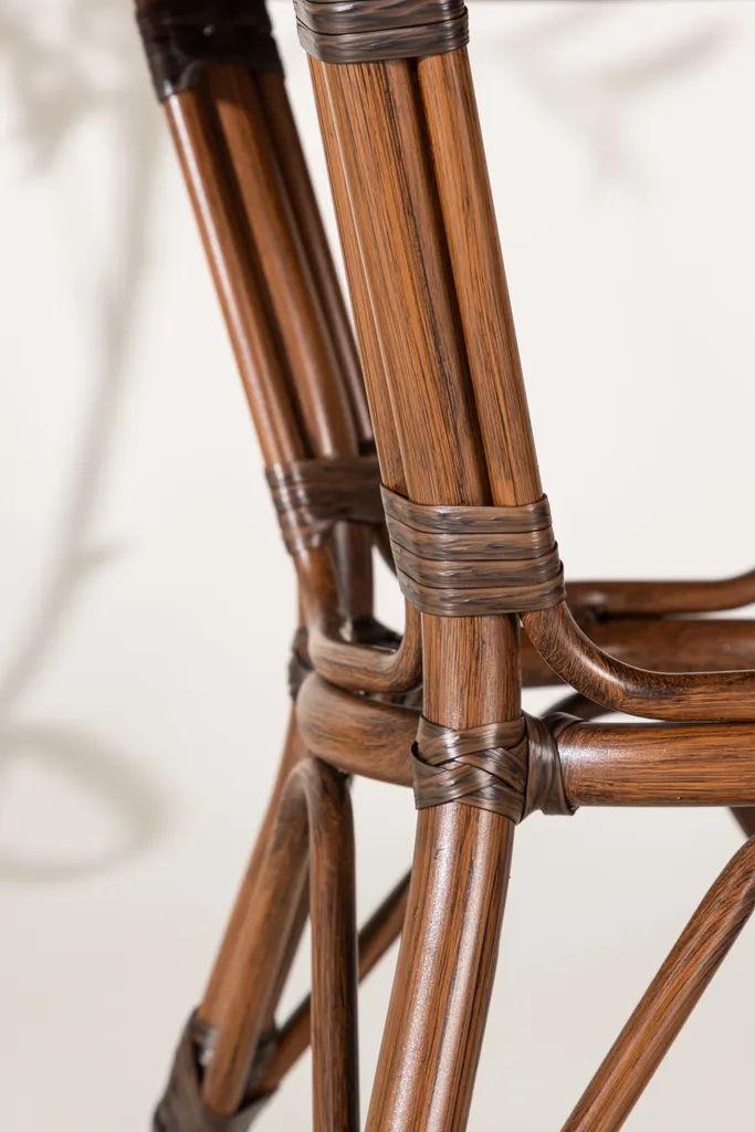 Petite table Sagrestable Ø60cm marron - Plateau effet bois résistant - 9