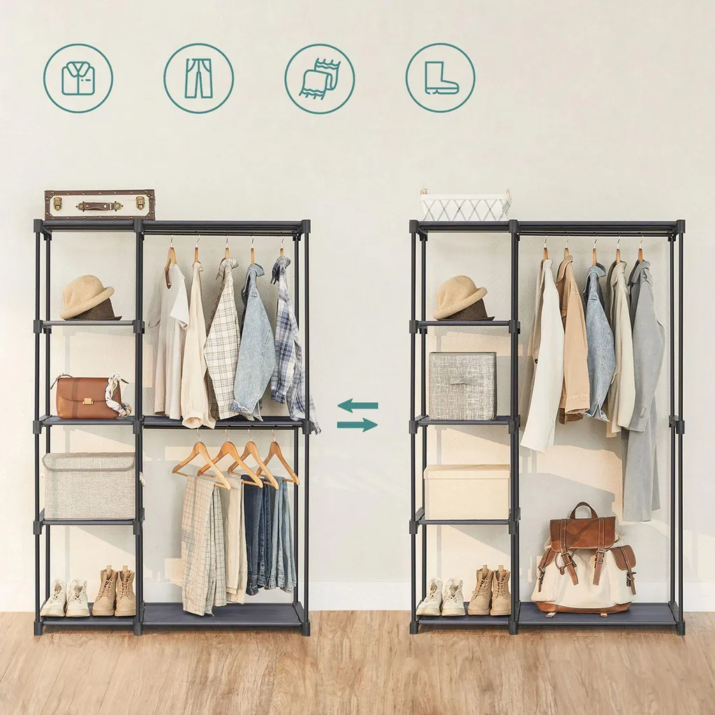 Armoire ouverte avec étagère verticale indépendante bois et métal 180cm