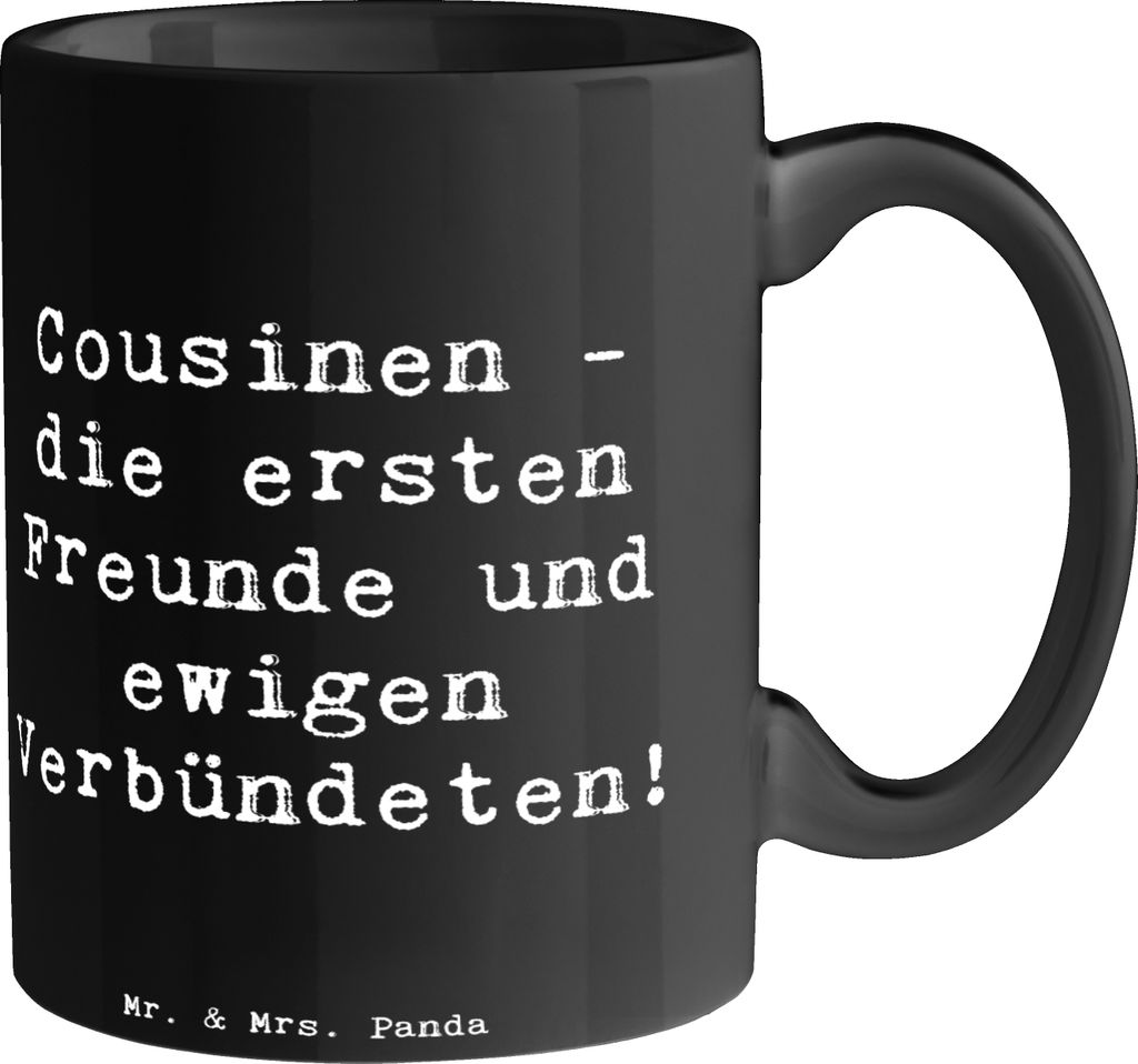 Mr. & Mrs. Panda Becher Spruch Cousine Freunde - Schwarz - Geschenk, Aufmerksamkeiten, emotionale Geschenke, Verbundenheit, Cousinen, Bindung, Fami...